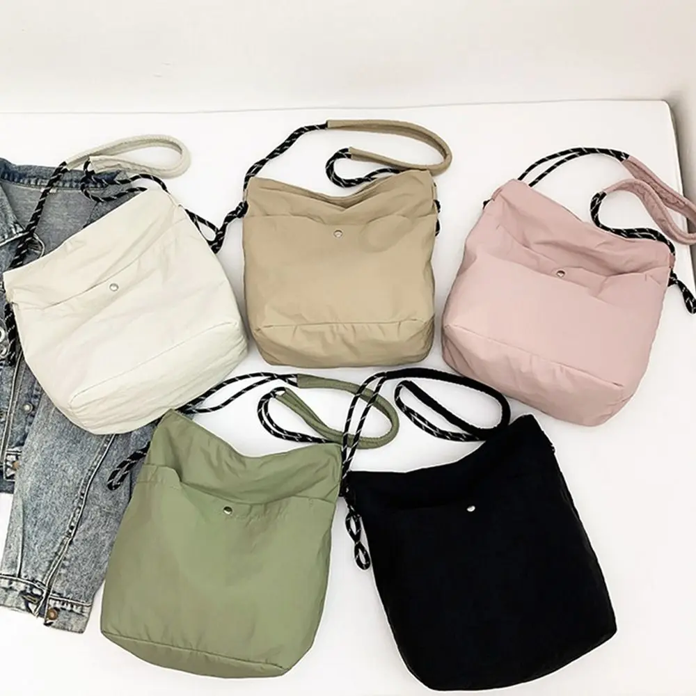 

Leisure Solid Color Crossbody Shoulder Bags Large Capacity Portable Storage Bag Soft Totes for Women Girls