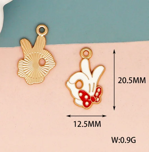 10 pcs Palm Bow  Charm Pendants Enamel Craft, Perfect for DIY Earrings, Bracelets, Neck Handmade Craft Supplie