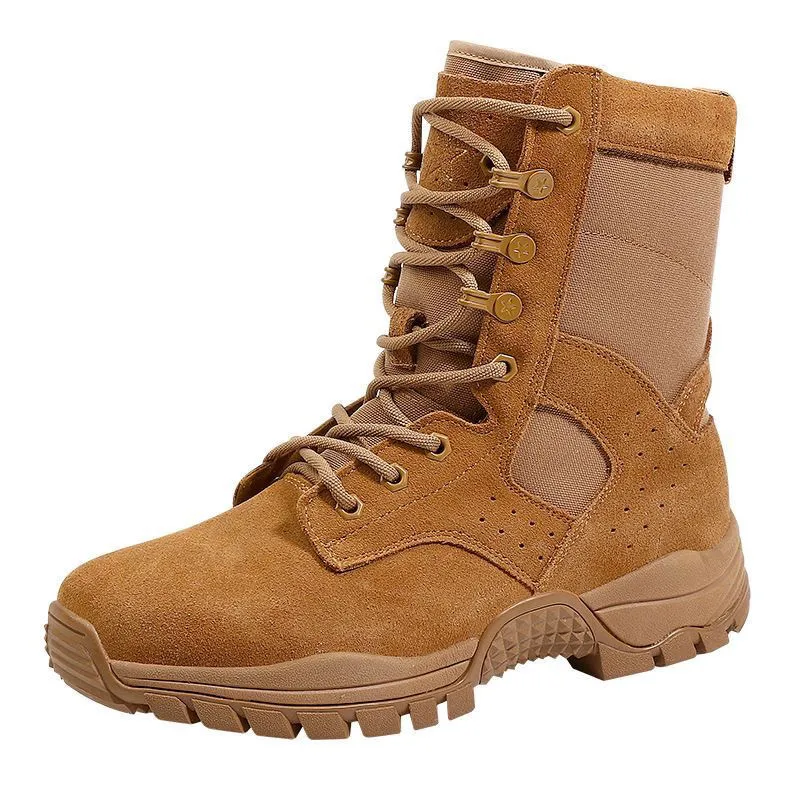 new-style-brown-anti-slip-boots-men's-super-lightweight-zip-high-top-training-boots-outdoor-mountain-climbing-shock-absorptio
