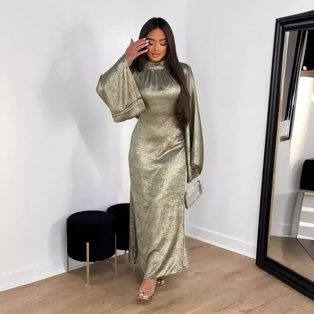 Abayas for Women Summer Elegant Muslim Long Sleeve Kaftan Party Evening Long Maxi Dress Abaya Dubai Clothes for Muslim Women 4