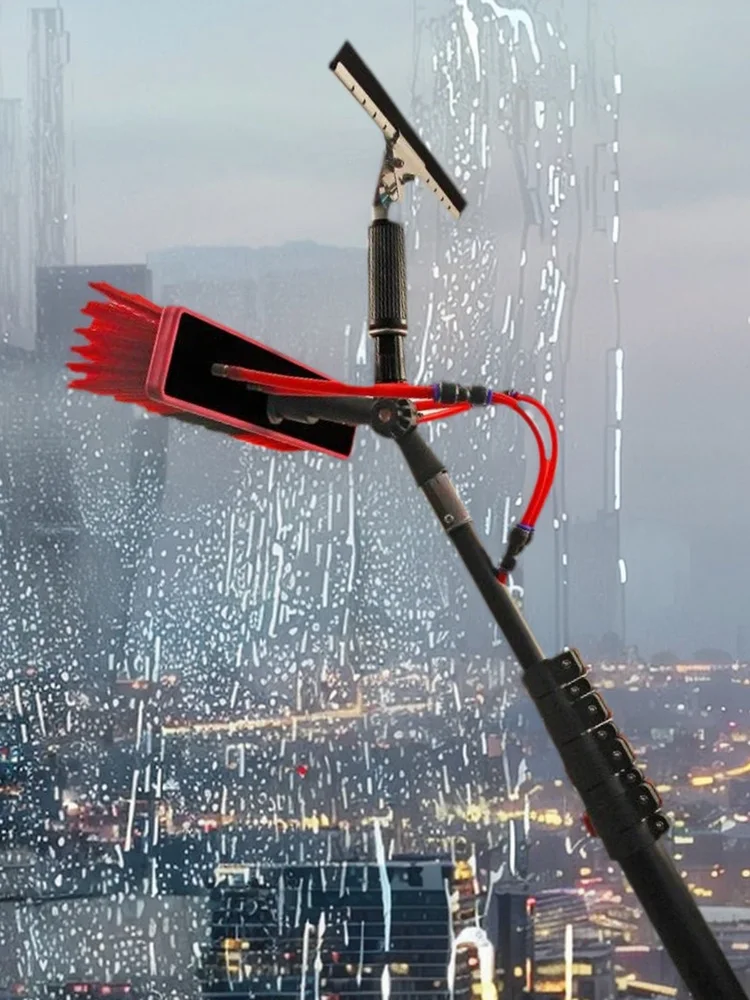 Window Cleaning Pole Extendable Cleaning Brush Kit Telescopic Water Supply Brush Kit Lightweight Solar Panel Washing Tool