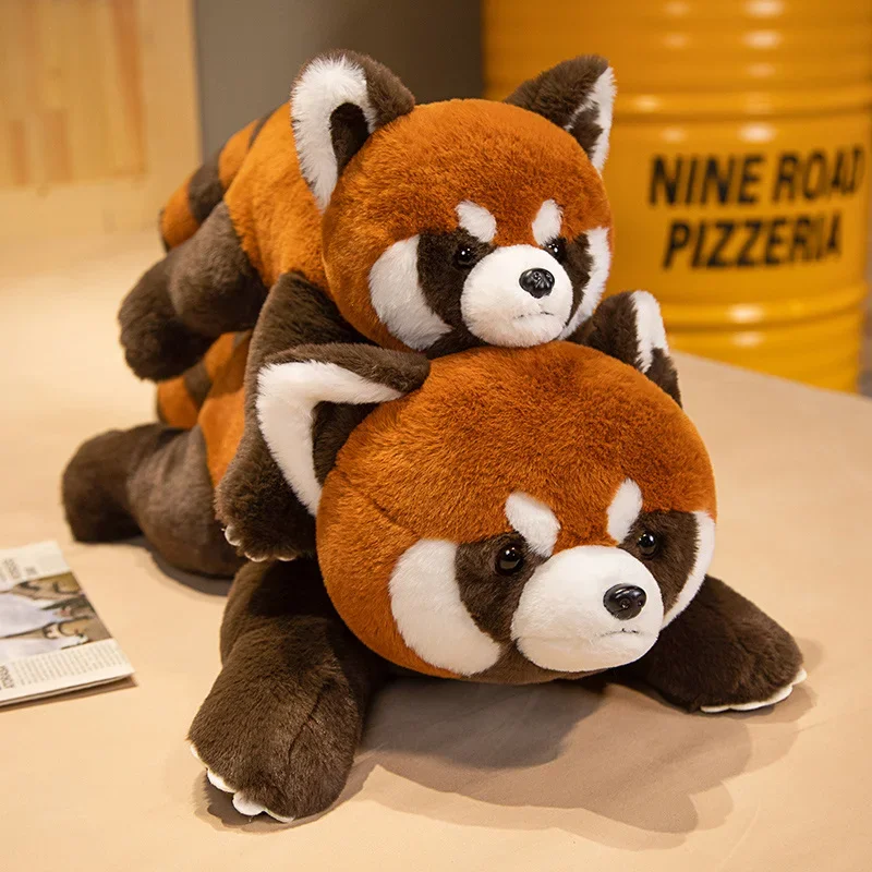 Raccoon สัตว์ป่าตุ๊กตาตุ๊กตาตุ๊กตาของเล่นตุ๊กตาแพนด้าแดงนั่งและนอน Plushie เช่นจริงเด็ก Appeasing ของขวัญ