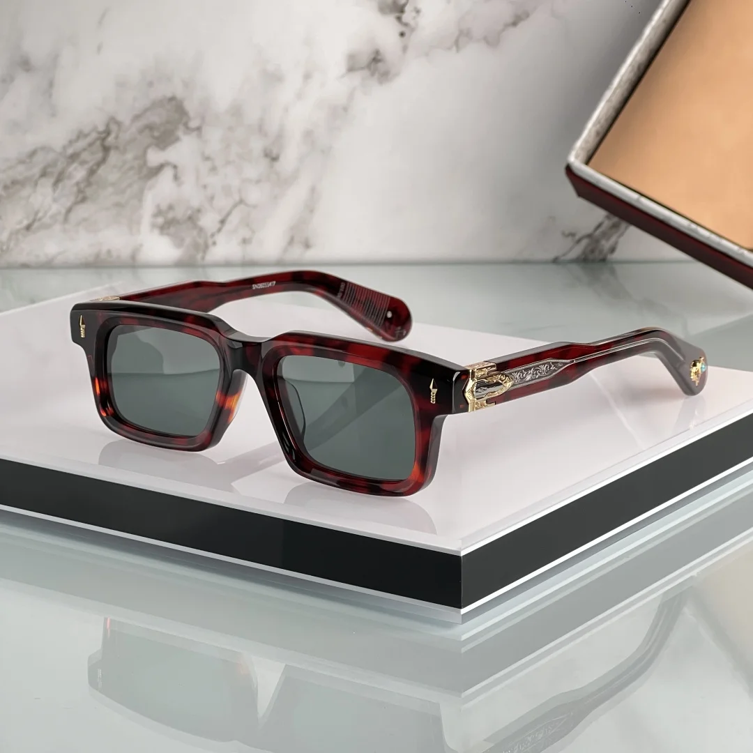 

BELVEDERE Retro Square Sunglasses Thick Acetate Handmade Metal Carved Hinges Luxury Designer UV400 Unisex Eyewear