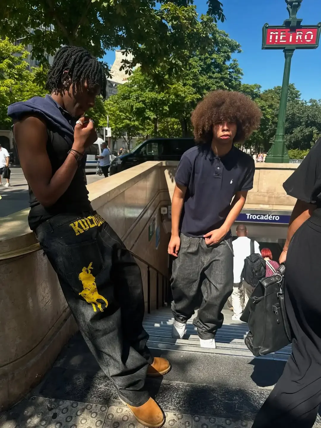 شعبية Harajuku الموضة الأمريكية Y2K فارس الأصفر نمط مطبوعة الجينز الرجال الصيف عادية الشارع بنطلون الهيب هوب الراب نمط