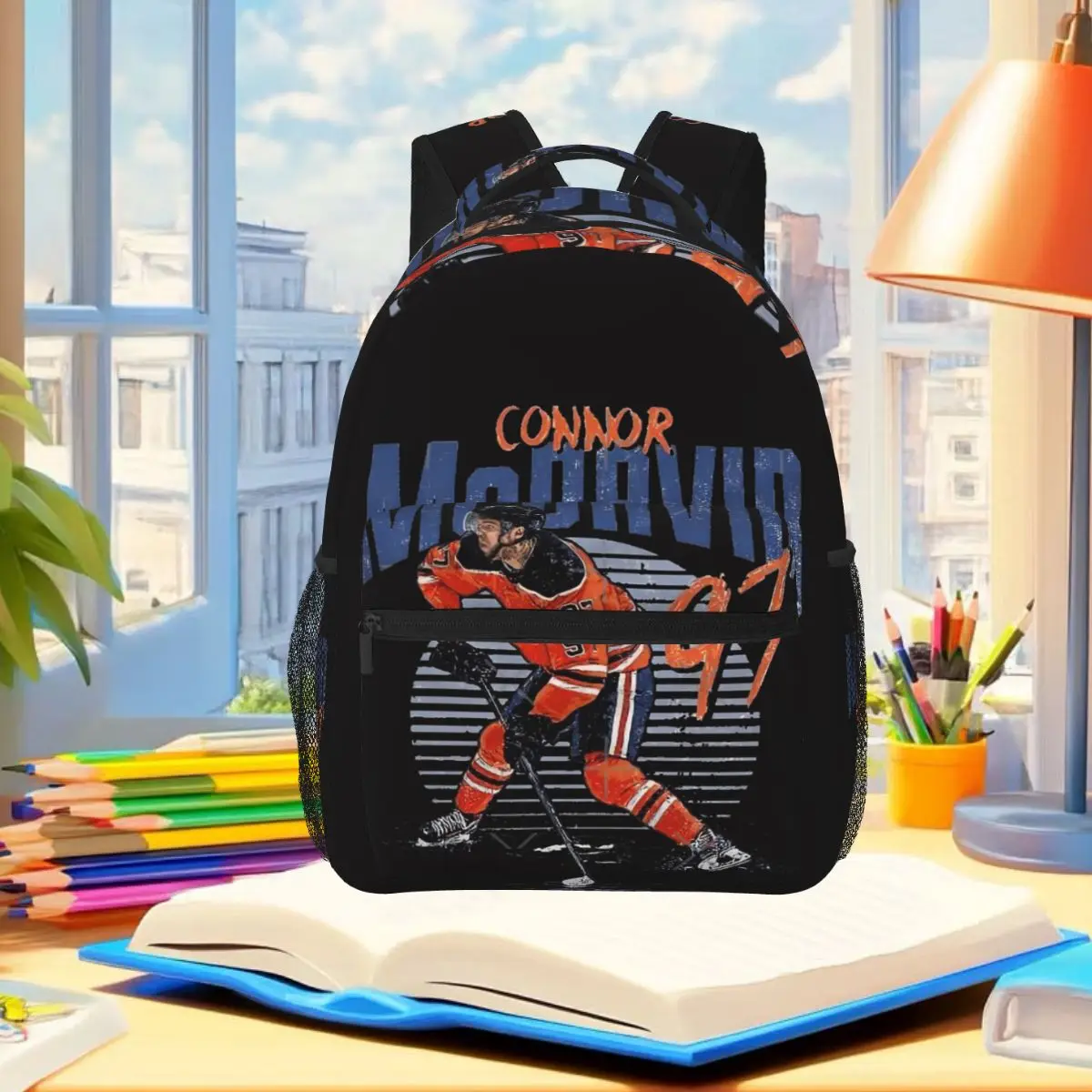 Connor McDavid 97 For Edmonton Oilers Fans Backpack Student Boys Girls BookBag School Bag Computer Shoulder Bags for Men Women