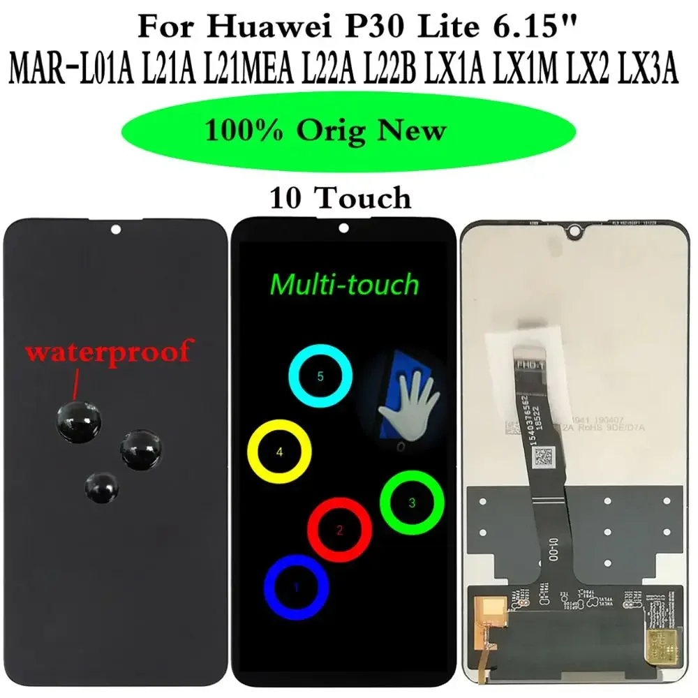 New For Huawei P30 Lite Nova 4E MAR-L01A MAR-L21A MAR-L21MEA L22A L22B LX1A MAR-LX1M MAR-LX2 LX3A LCD Display Touch Screen