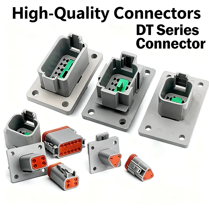 Deutsch DT04/DT06 Waterproof Connector with Fixed Flange DT04-2P/4P/6P/8P/12P & DT06-2S Male/Female Plug for Truck, Agriculture