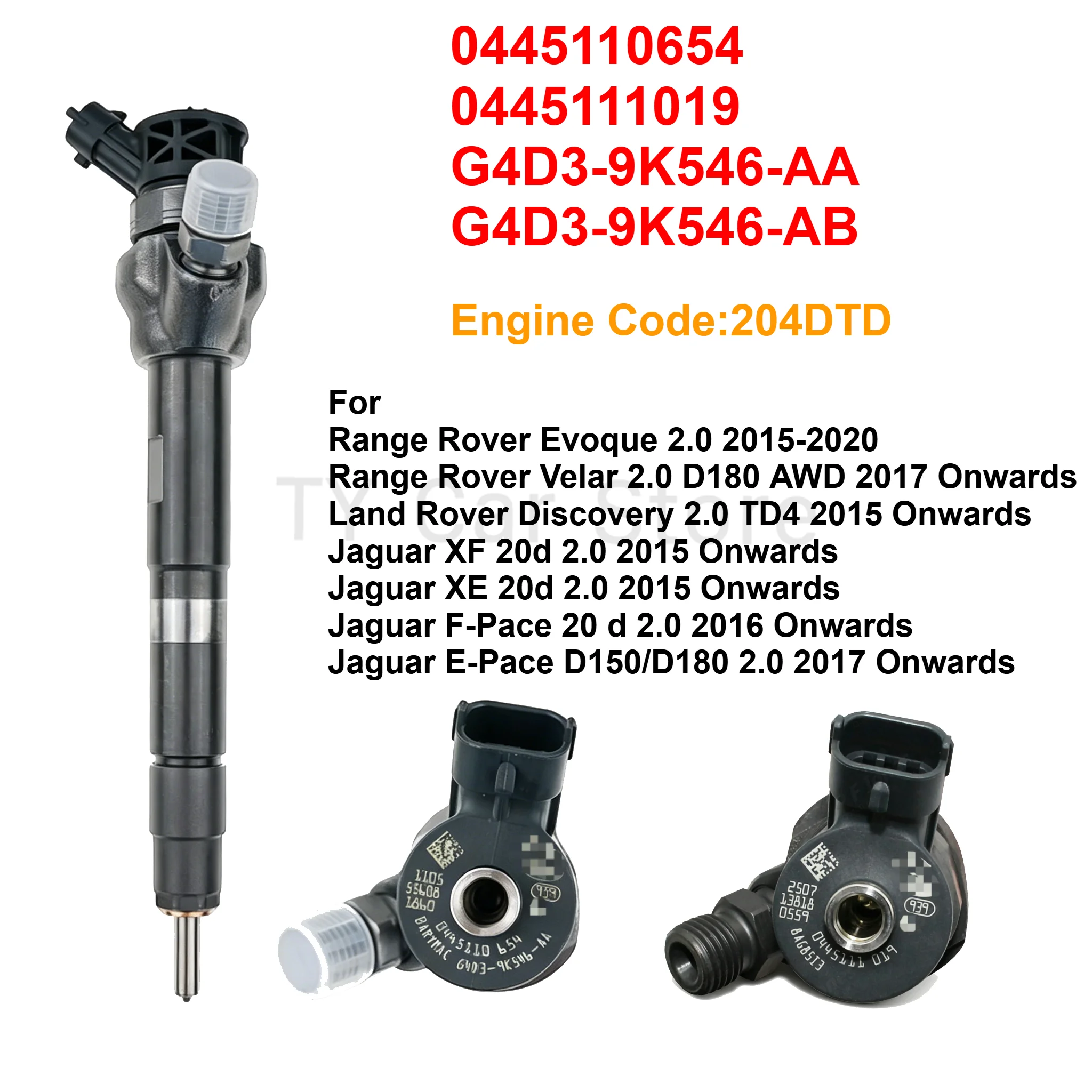 0445110654 0445111019 G4D3-9K546-AA For Land Rover Discovery 2.0 TD4 Evoque Jaguar XE XF 204DTD 2015- New Diesel Fuel Injector
