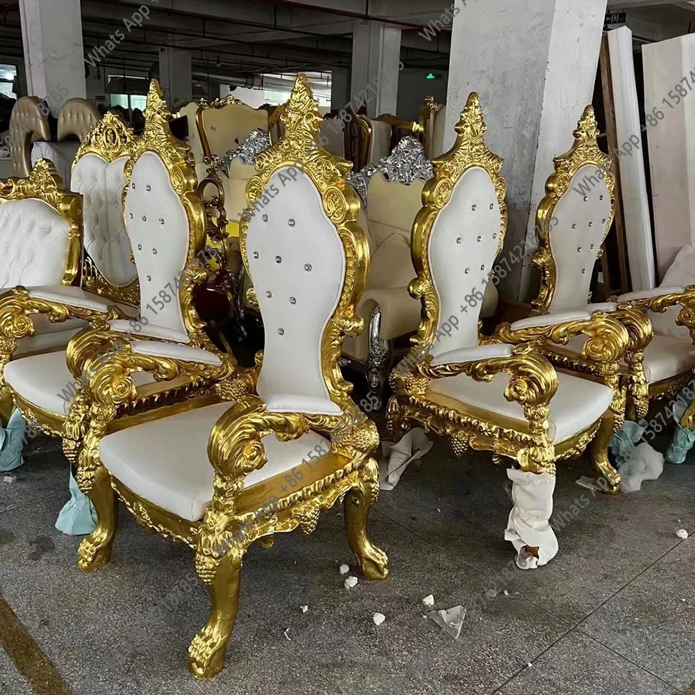 

X Classic Cheap Wedding Royal Throne Chair Gold For Bride And Groom, Event Party Queen King Throne Chair X