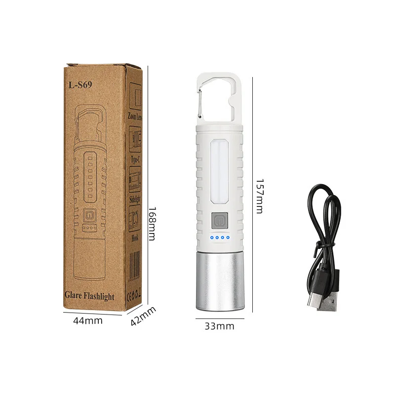 Ultra-Long Battery Life Portable Work Light New Style Flashlight with Strong LED Side Light ABS Lamp Body for Outdoor Use