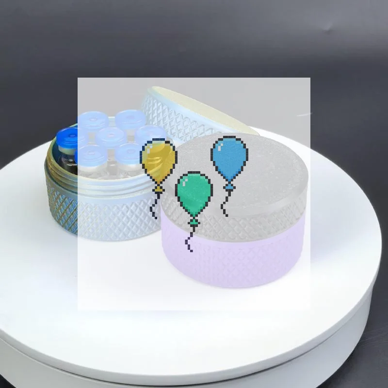 1 PCS 3D Printed Round Plastic Storage Box, Vial Container Holds 7Pcs 3ml Sample Bottles