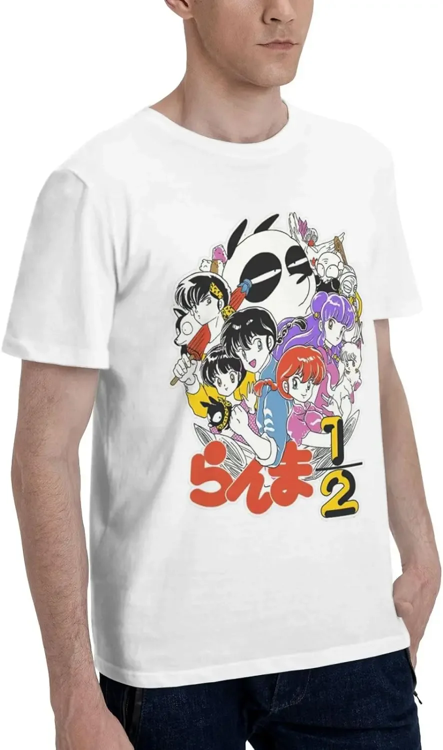 Manga Ranma ½ Shirt Cotton Crew Neck Cool Tops for Man Black