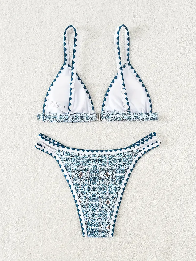 ZTVitality-Conjunto de Bikini con estampado Floral para mujer, traje de baño Sexy con realce, sujetador acolchado, traje de baño de punto de látigo, Bikini de verano 2025