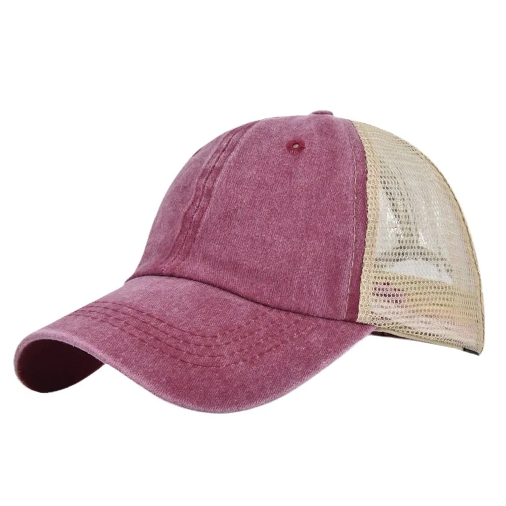 Washed Cotton Mesh Baseball Cap Solid Summer Sun Protection Visor Hats Men Women Caps New 2024