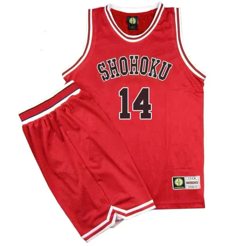 Mitsui Anime Shohoku School Basketball Team Jersey Sets Sports Rukawa Hanamichi Sakuragi Red Jersey Cosplay Costume Wear Uniform