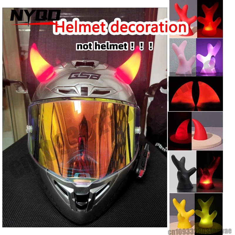

Universal Motorcycle Christmas Helmet Decoration Hallowmas Glow Devil Horns Corner Helmet Decoration Helmet Light Motorcycle Led