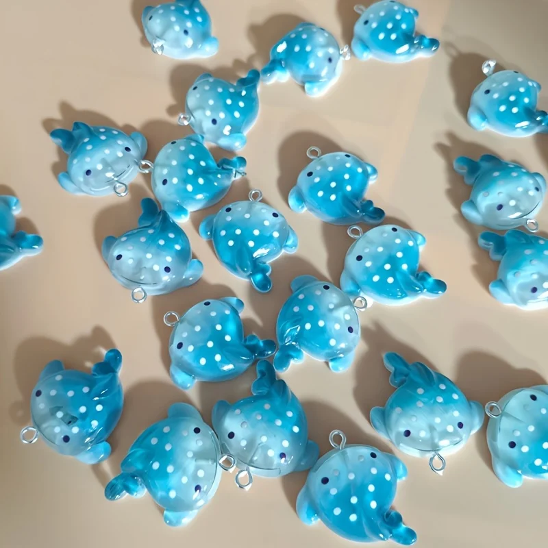 10Pcs Cartoon Marine Animal Shark Resin Charms Mini Ocean Pendants DIY Earring Keychain Jewelry Making Accessories