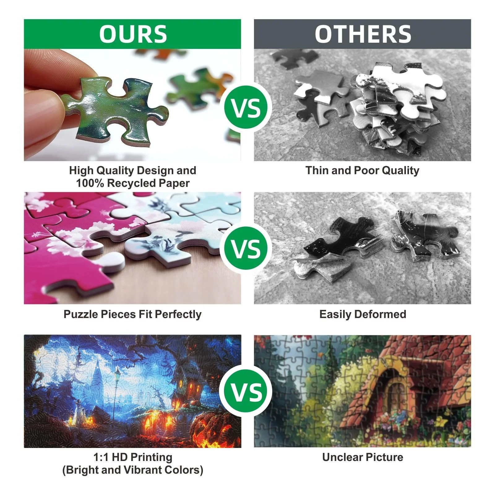 Puzzle Halloweenowe o specjalnych kształtach, klasyczne puzzle z motywem horroru, wyzwaniowe i unikatowe, prezent na Halloween dla dorosłych i dzieci.