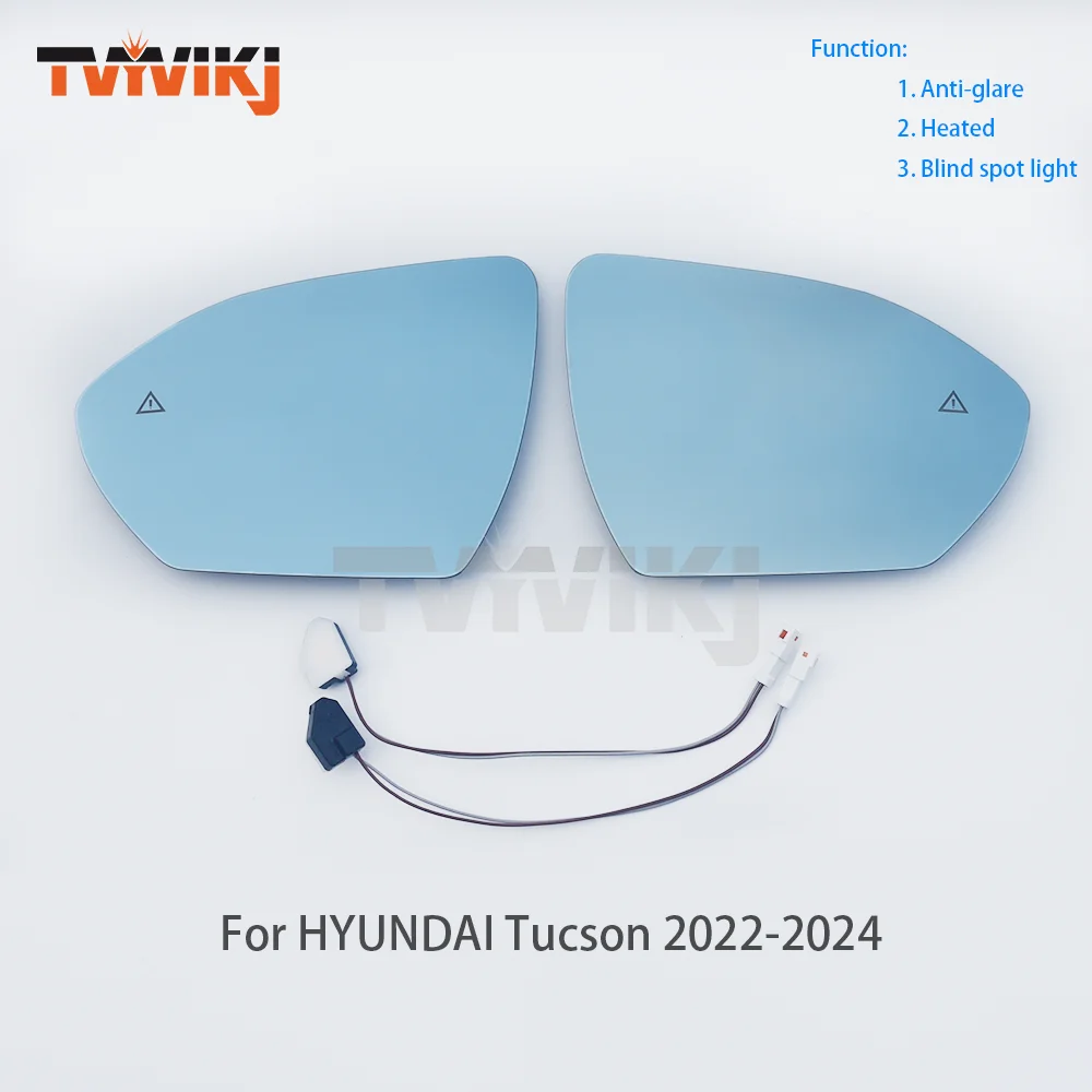 

Side Rearview Mirror Blue Glass Lens Blind spot light For HYUNDAI Tucson 2022-2024 Anti glare car mirrors