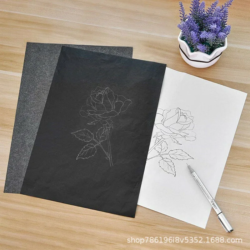 100 Blatt pro Packung Einseitiges A4-Kohlepapier mit Graphit, für Hochauflösendes Zeichnen und Nachzeichnen – Detail 12