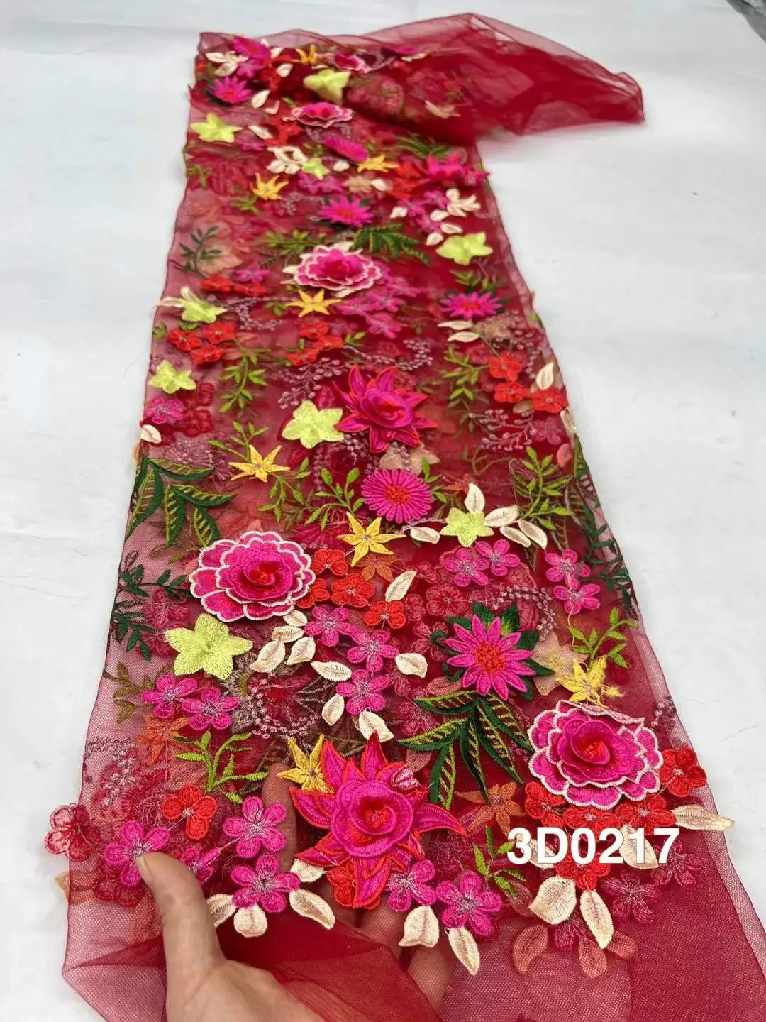 Последняя популярная модная африканская тюль с вышивкой 3D цветок кружевная ткань для шитья свадебного платья