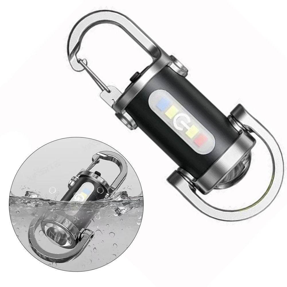 Waterproof LED Keychain Flashlight Featuring Rechargeable Battery and External Power Bank for Outdoor Exploration