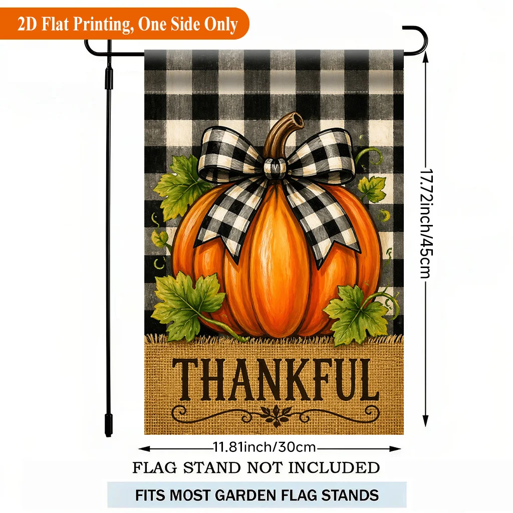 2D Flat - 2D Flat - 2D Flat Garden Flag 1, Black and White Checked Pumpkin Bow Single Sided Polyester Garden Flag, Holiday Yard Outdoor Flag, Suitable for Outdoor Family and Yard Holiday Decoration, Valentine's Day, Mother's Day