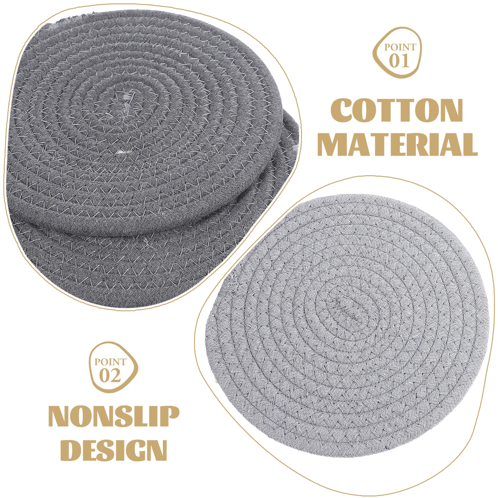 

4Pcs Cotton Woven Heat Resistant Round Trivets Kitchen Hot Pads Non Slip Place Mats Woven Potholder