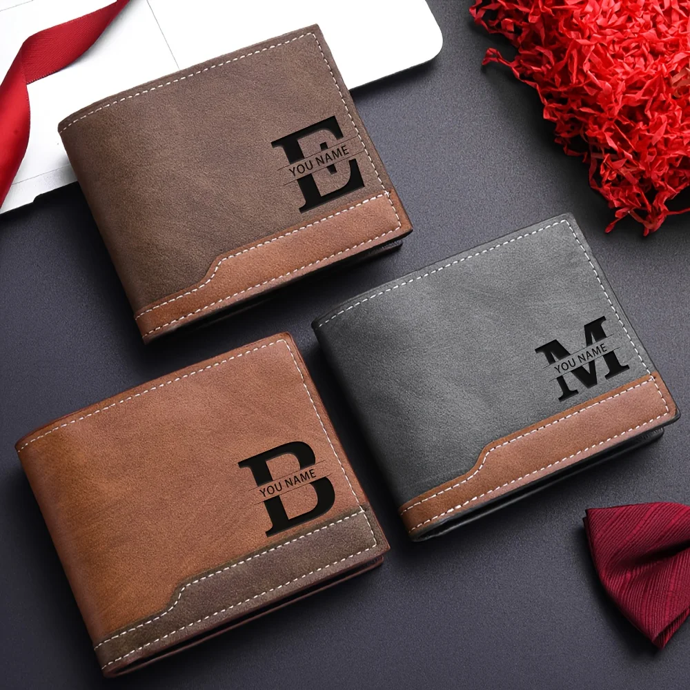 Cartera personalizada: nombre y iniciales grabados personalizados, regalos de San Valentín, regalos de aniversario, regalo de cumpleaños, regalos para hombres