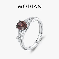 MODIAN 925 Sterling Silver Geometric Delicate Leaf Rings Classic Cocktail Party Fine Jewelry For Women Mother Mom Wife Girls