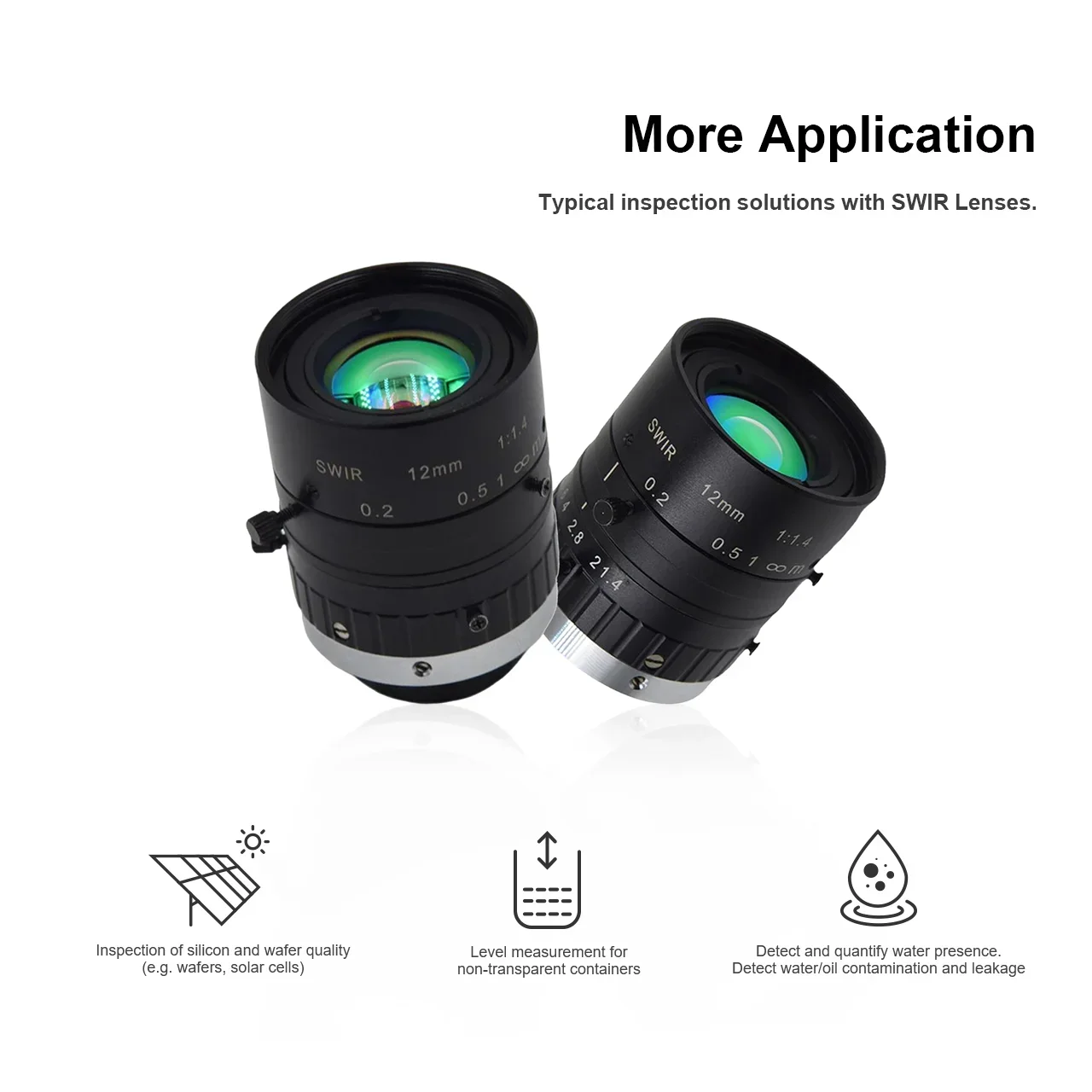 1.1" Fixed Optics 35mm 50mm 900-1700nm Precise C-mount SWIR Lens for Fog Penetration