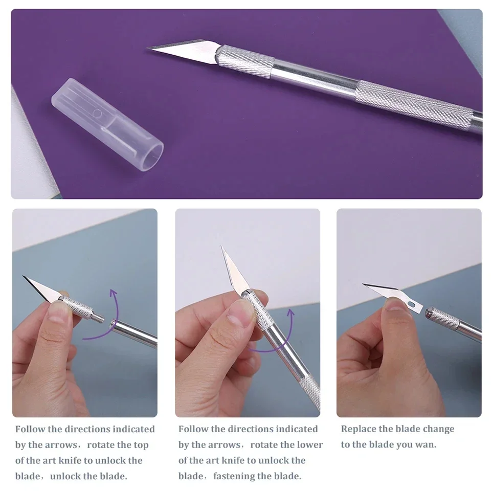 مقبض معدني الحرفية نحت النحت القاطع مع 10 قطعة شفرة Fniiva النقش ورقة عدم الانزلاق سكين DIY بها بنفسك إصلاح أدوات جلدية اليد #3