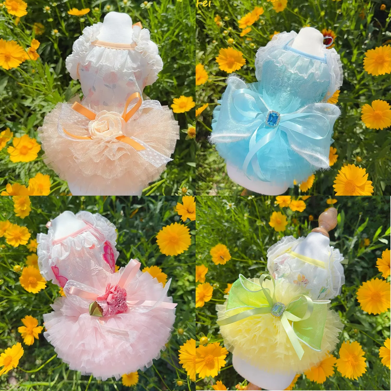 

Pet dog clothes Summer Handmade Lace Dress for Small Medium Dogs Birthday Festival Photo Props Costume for dog Wedding Gown