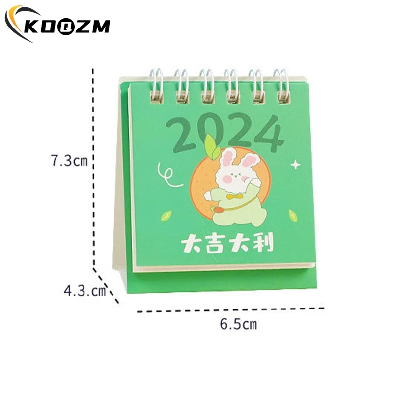 1PCS Mini 2024 Calendar Cute Little Fresh Desk Calendar Mini Desktop Planner Notepad Coil Calendar Book Office School Supplies