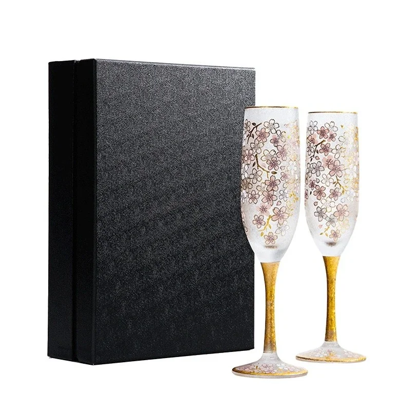 

Japanese imported gold foil goblet cherry blossom champagne cup household whiskey cup set