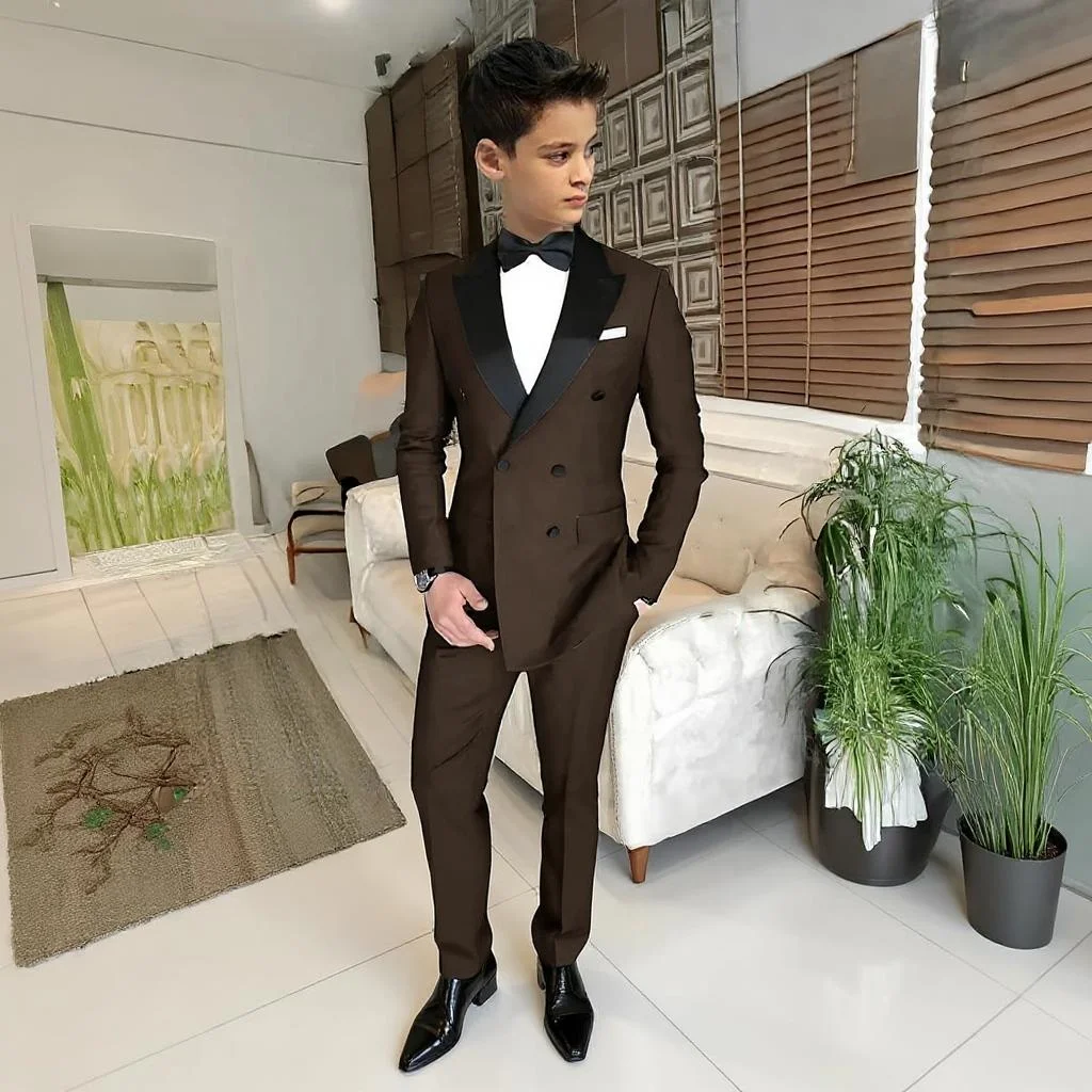 

2 Pcs Formal Suits for Boys Peaked Lapel Double Breasted Blazer with Pants Wedding Kids Tuxedo for Celebrity Prom Custom