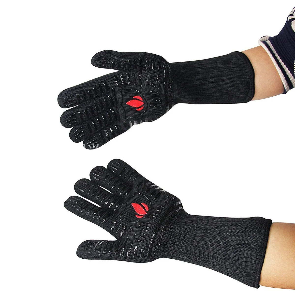

High Temperature Gloves Grill Baking Mitten Insulated Resistance Silicone BBQ Tools Black