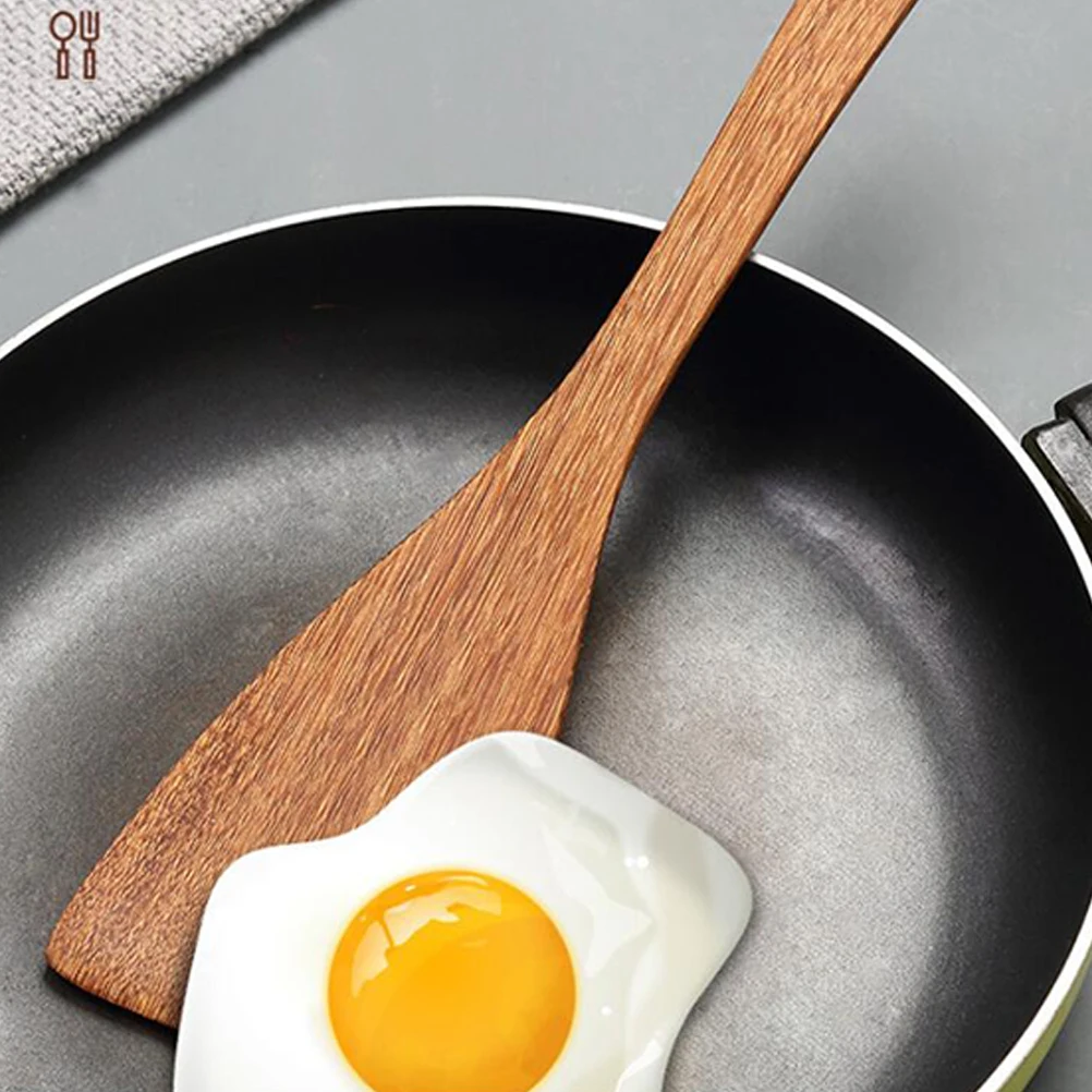 

2 Pcs Cooking Spatula Wood Shovel Tableware Serving Utensils Long Handle Practical Wooden Non Stick Kitchen