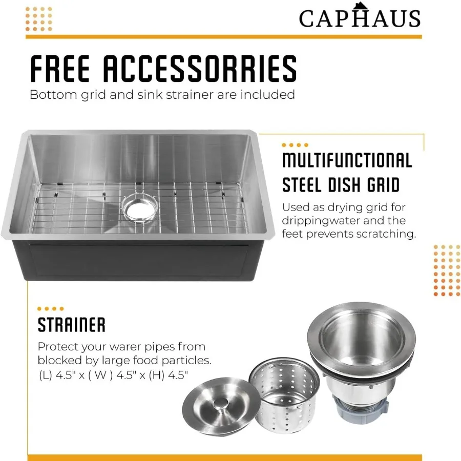 وعاء مطبخ فردي أو مزدوج 16 مقياس من الفولاذ المقاوم للصدأ مع خيارات متعددة الحجم بما في ذلك 30 بوصة و31 بوصة و3