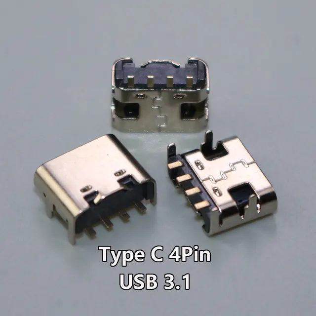 10 ~ 50 sztuk USB typu C 4Pin SMT złącze wtykowe USB 3.1 typu C żeńskie SMD DIP do projektowania PCB DIY wysokoprądowy port ładowania