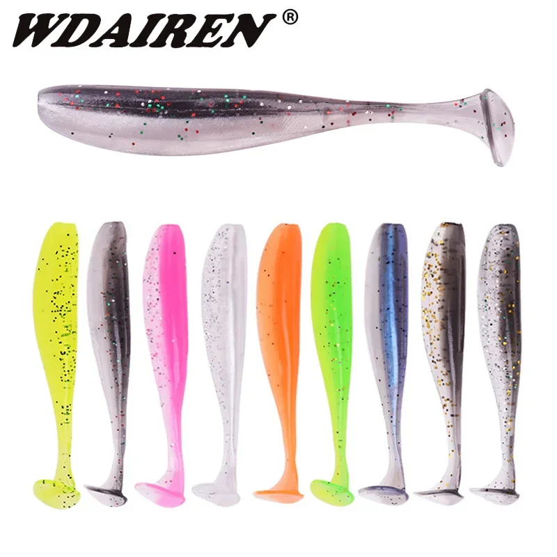 10 sztuk / partia T Tail Wobblers Miękkie przynęty 5 cm 7,5 cm Podwójne kolory Silikonowa przynęta wędkarska Sztuczna przynęta na karpia Bass Fishing Tackle