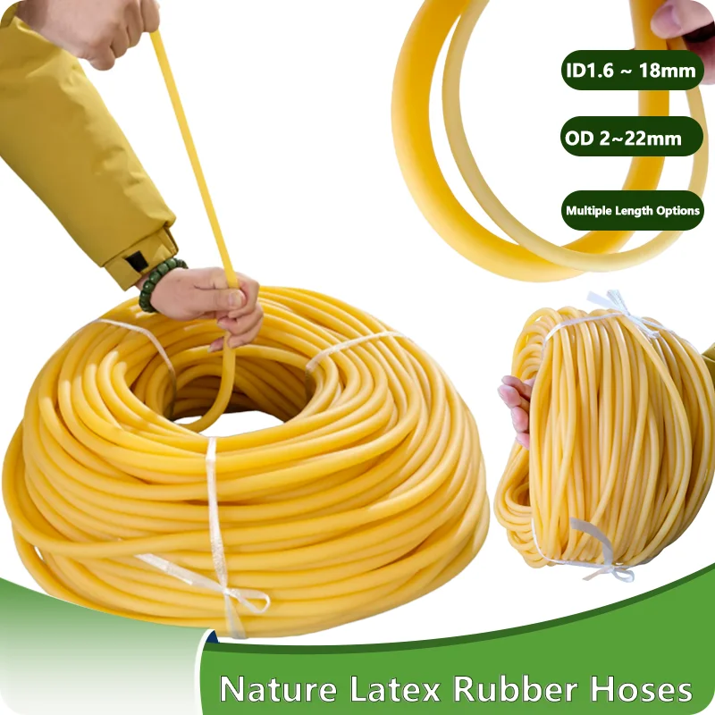 1/3/5/10M Nature Latex Rubber Hoses Beige Elastic Surgical Tube Rubber Bands Yellow Slingshot Catapult  ID1.6 ~ 18mm OD 2~22mm
