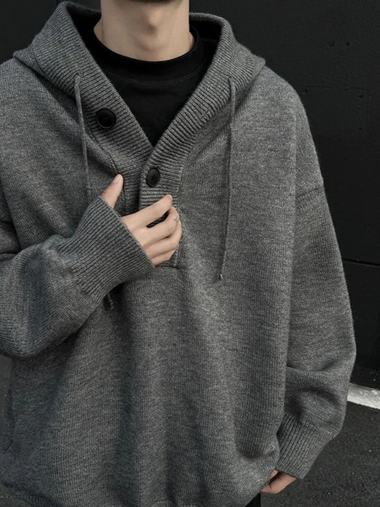 

Мужской осенне-зимний плотный кардиган-худи на пуговицах, свободный крой, мягкий, в американском стиле
