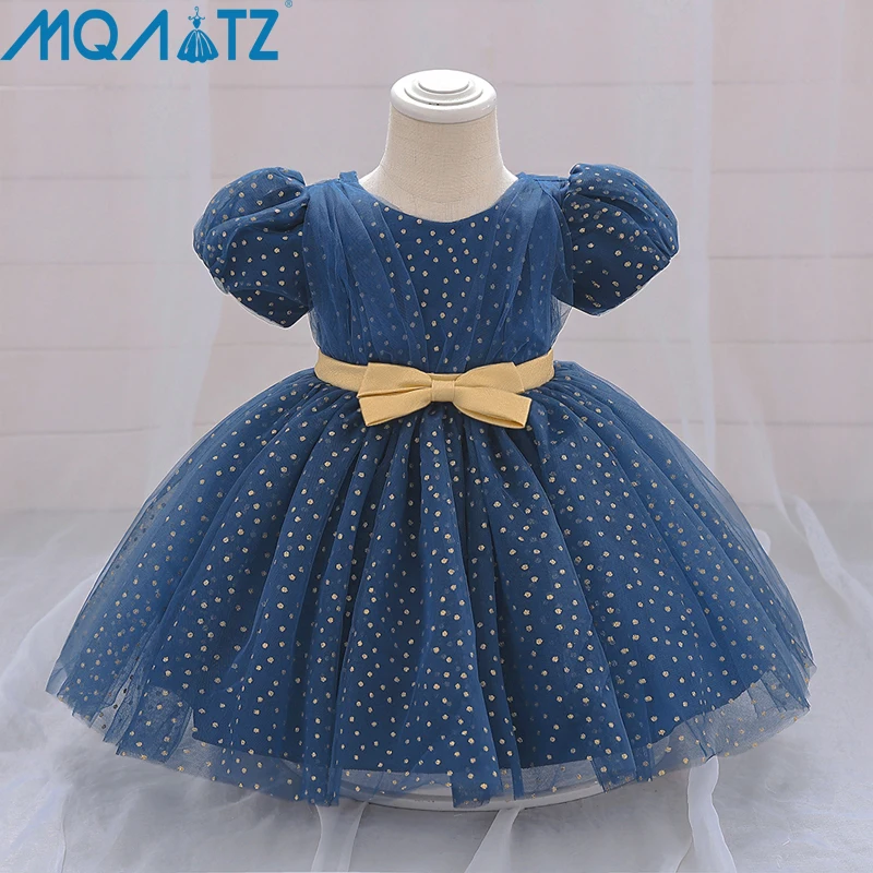 

MQATZ Summer Dress 1 Year Polka Dot Kids Christening Princess Vestidos Toddler Party Children Baptism Bow Baby Girl Clothes