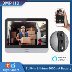 3MP Wireless Wifi Video Eye Doorbell Tuya Smart Home Security Digital door peepholes With Camera Alexa For Apartment