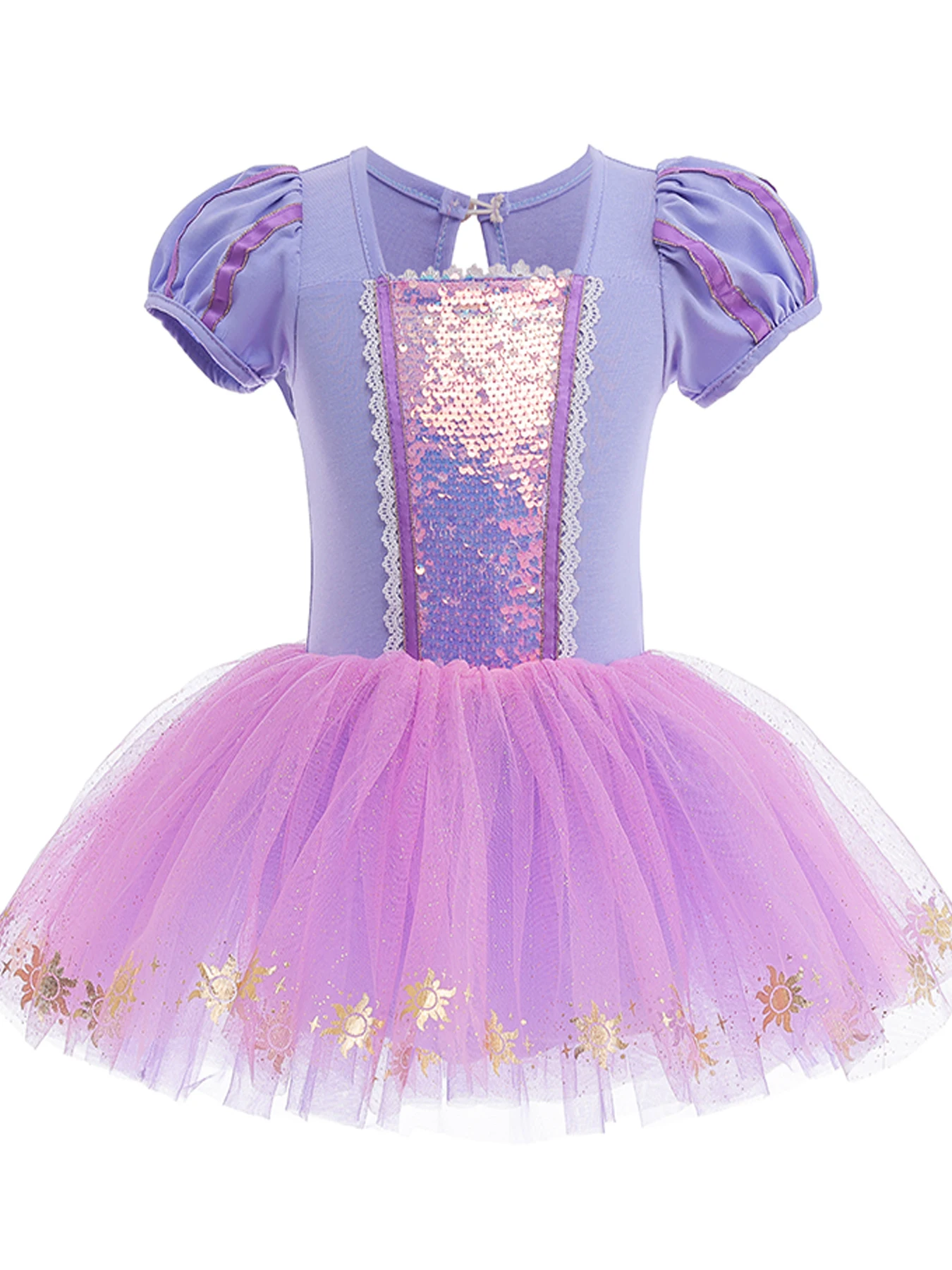 Girls Dreamy Tutu Dress Elegant Cap Sleeve Perfect for Ballet Gymnastics Practice Wear Purple Sequined Girl Clothes 100-140