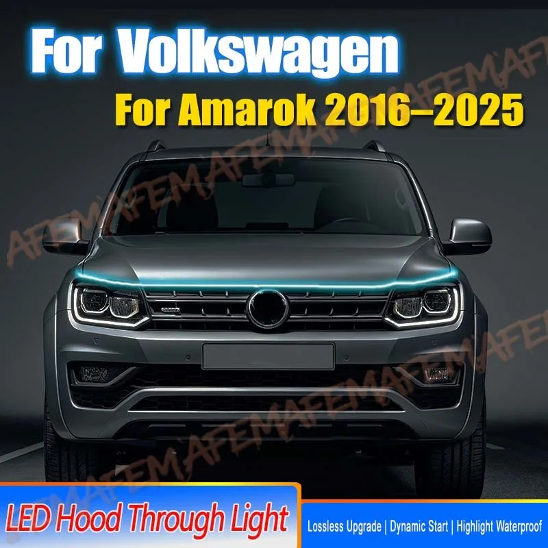 LED Car Hood Atmosphere Light Strip For Volkswagen Amarok 2016-2025Auto Exterior Decoration Lighting Decorative Ambient Lamp 12V