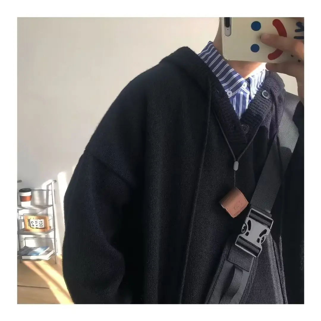 

2024, винтажный японский свитер с капюшоном, осенний ленивый BF, мягкий вязаный пуловер в стиле ретро, повседневное зимнее пальто из полиэфирного волокна