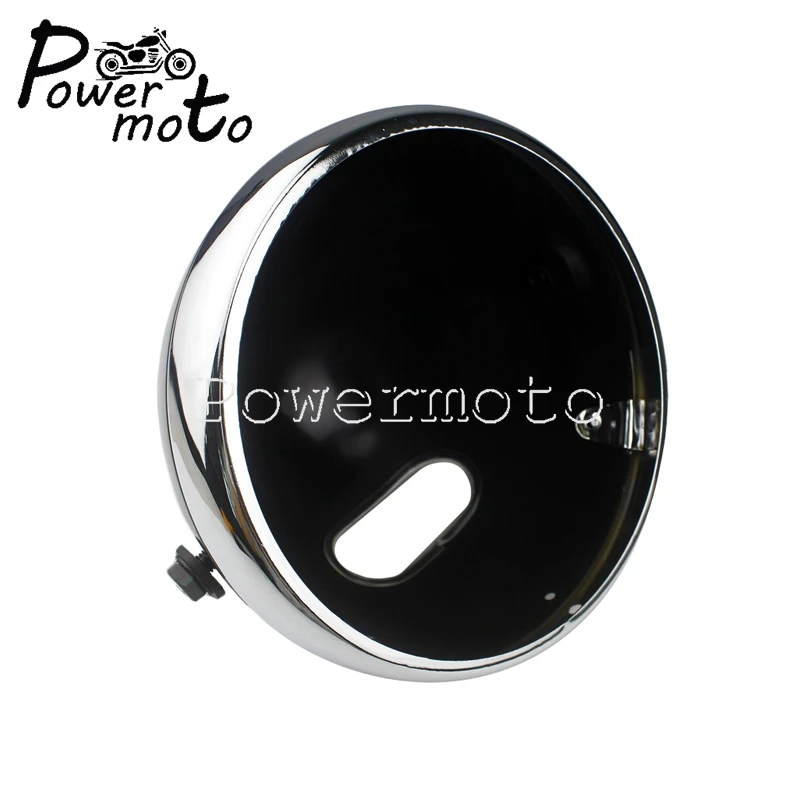 Steel 7 Inch Retro Headlight Housing Headlamps Shell Universal For Harley Honda Yamaha Motorcycle Black/Chrome Front Light Cover