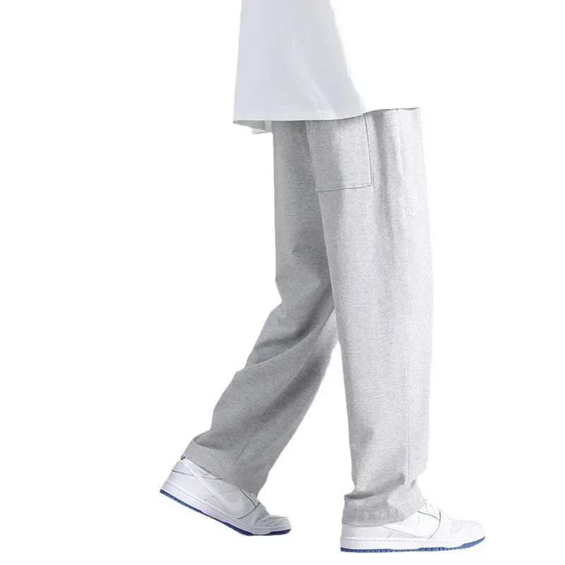 الخريف عارضة السراويل الرجال فضفاضة تناسب Sweatpants واسعة الساق السراويل المستقيمة رمادي اللون السراويل الموسمية للرجال